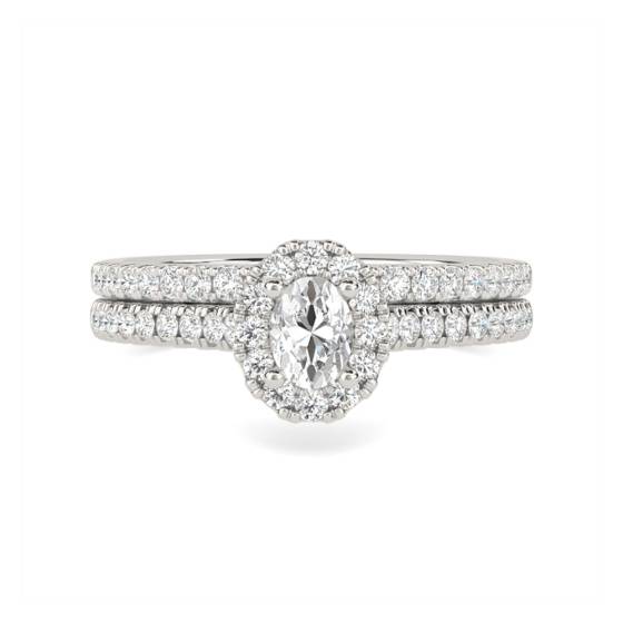 0.70ct VS/F-G Round and Oval Diamond Cluster Ring