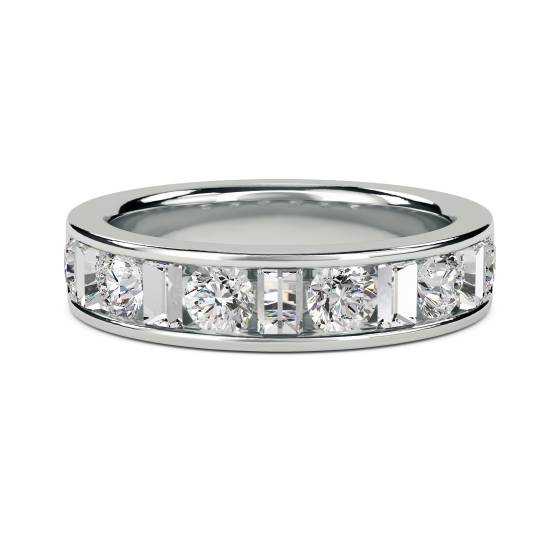 1.03ct VS/E-F Round and Baguette Diamond Eternity Ring