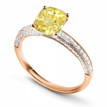 Cushion Cut Yellow Diamond Engagement Rings