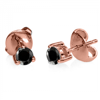 Black Diamond Earrings 0.30 CTW Studs RUBOVER 18K Rose Gold - BUTTERFLY -  LD-RUBOVER-ER-GS-BD-030CT-BUF-RG