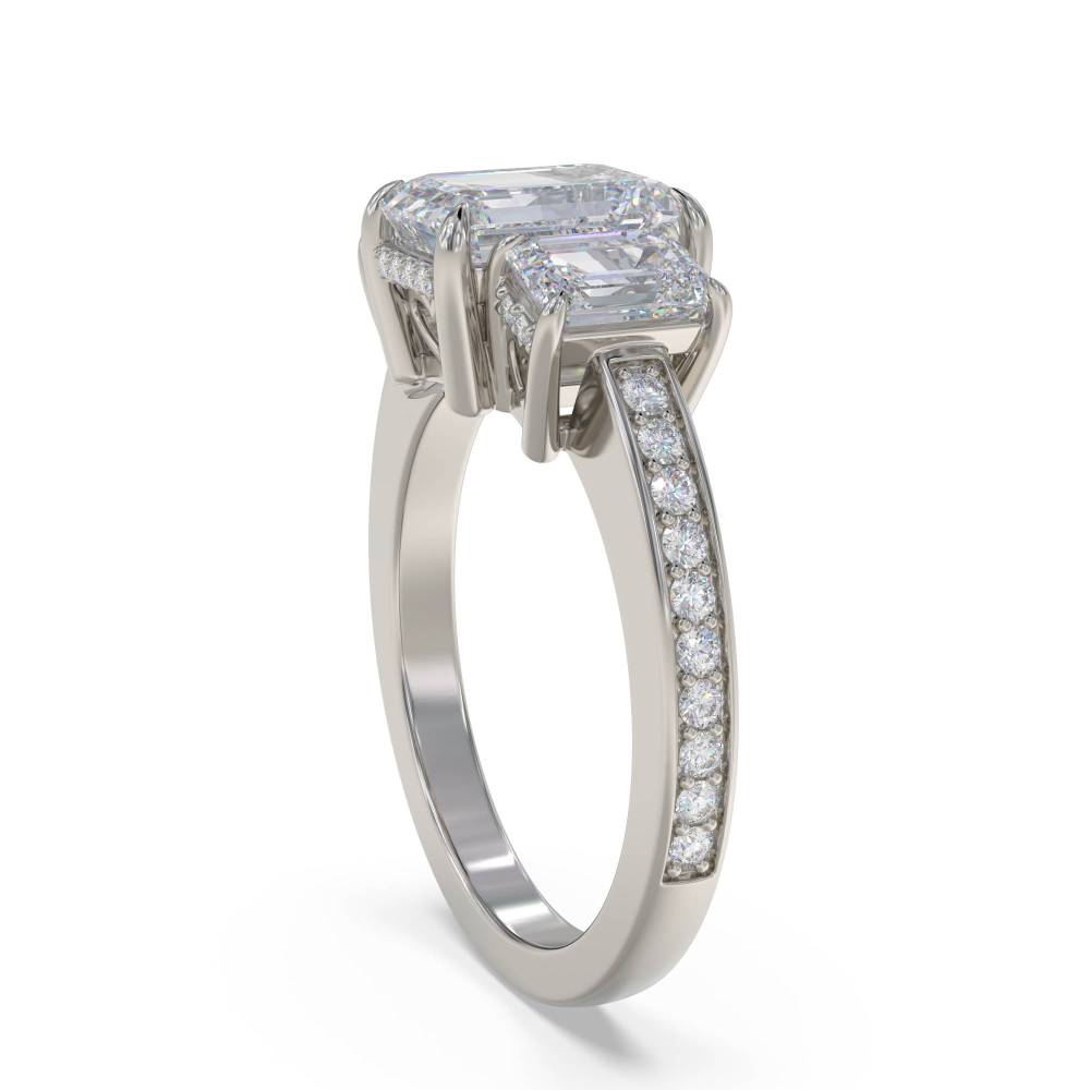 Emerald Diamond Trilogy Engagement Ring P