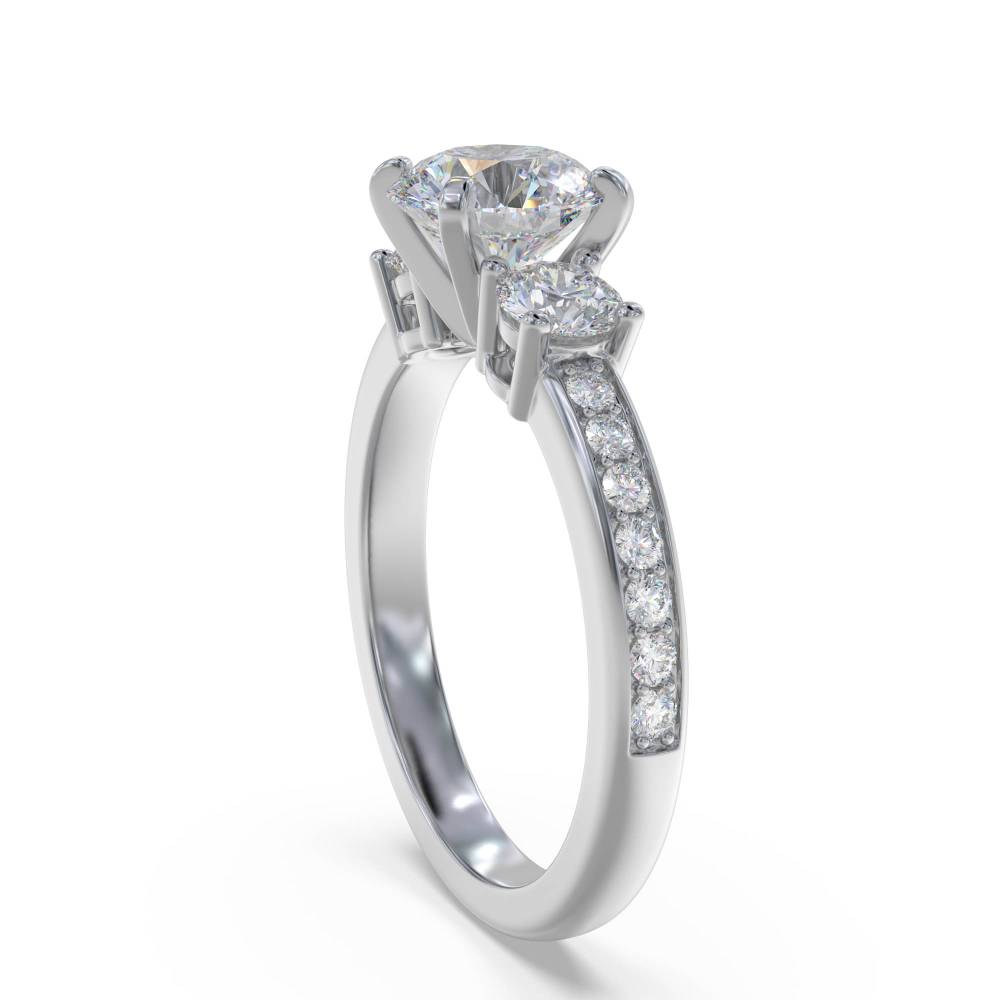 3 Stone Round Diamond Ring With Shoulder Diamonds W