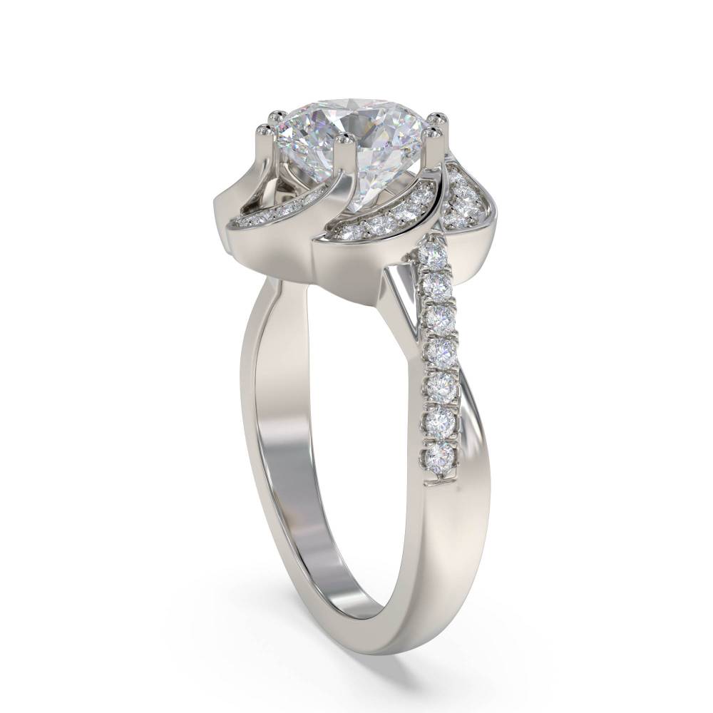 Floral Halo Round Diamond Infinity Ring P