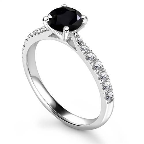 Round Black Diamond Shoulder Set Ring W