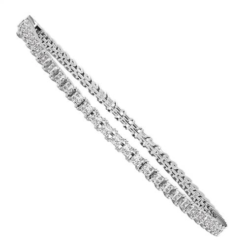 18K White Gold Princess Cut Diamond Women Tennis Bracelet 12.62ct 102009