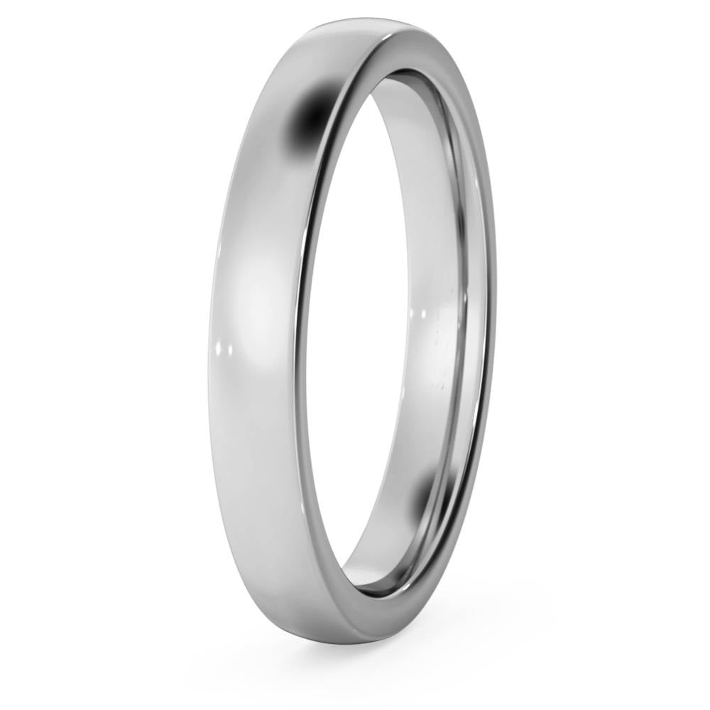 DHBRF3M Slight Court with Flat Edge Wedding Ring - 3mm width, Medium depth W