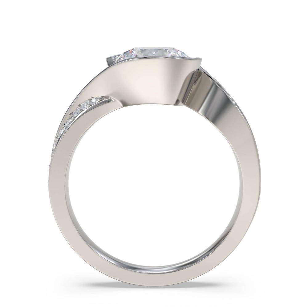 Round Diamond Shoulder Set Ring set in Platinum