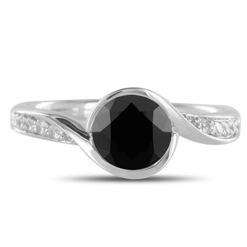 Black Diamond Shoulder Set Ring set in Platinum