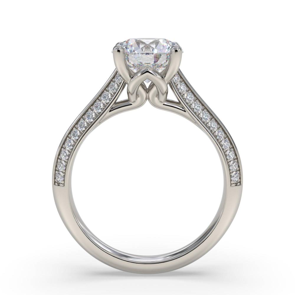 Knife Edge Round Shoulder Set Diamond Engagement Ring P