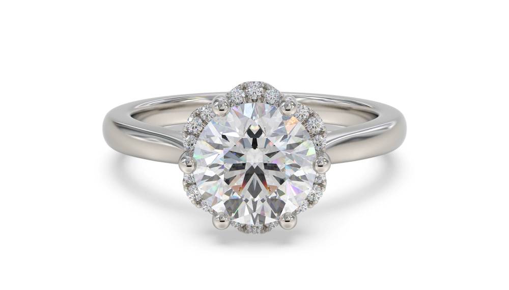 Modern Side Halo Round Diamond Engagement Ring P