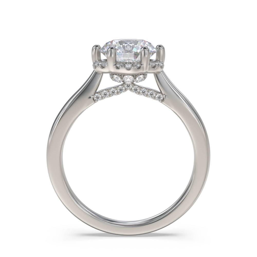Modern Side Halo Round Diamond Engagement Ring P