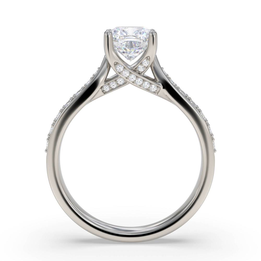 Cushion Diamond Shoulder Set Ring set in Platinum