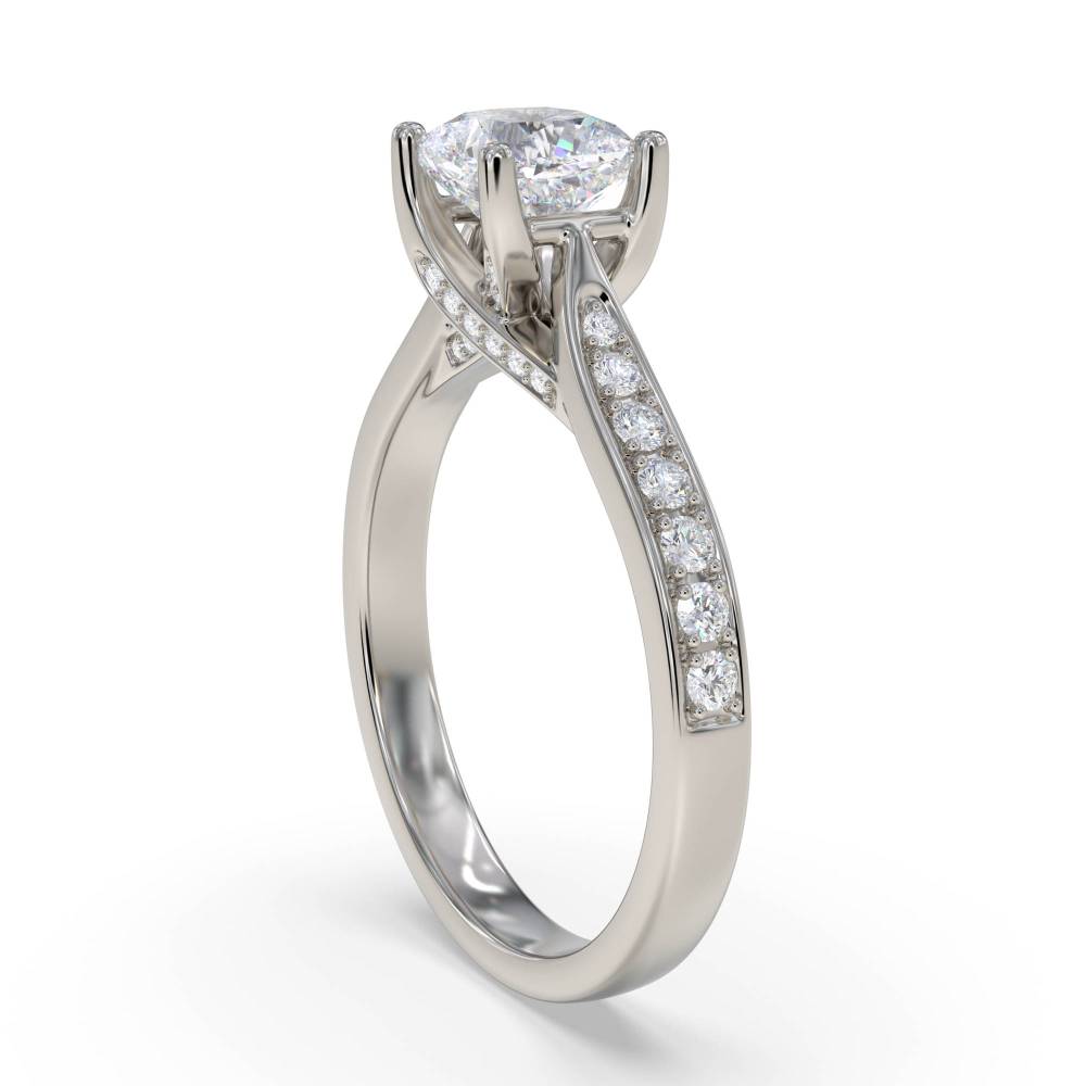 Cushion Diamond Shoulder Set Ring set in Platinum