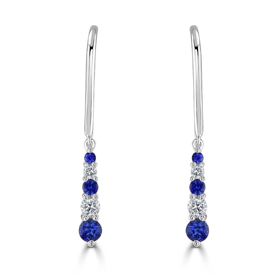 0.60ct Blue Sapphire Tiara Drop Earrings. W