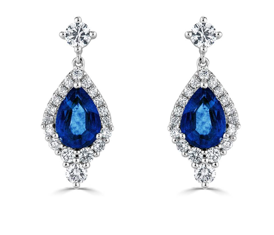 2.45ct Blue Sapphire Pear Drop Earrings W