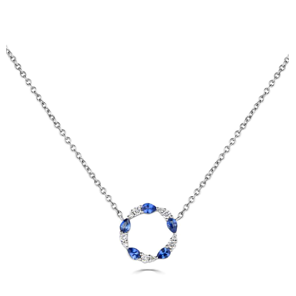 0.50Ct VS/FG Blue Sapphire And Diamond Circle Necklace. P