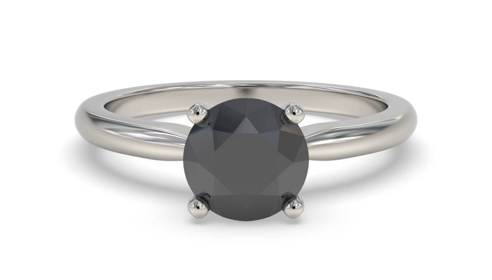 Black Diamond Solitaire Ring set in Platinum