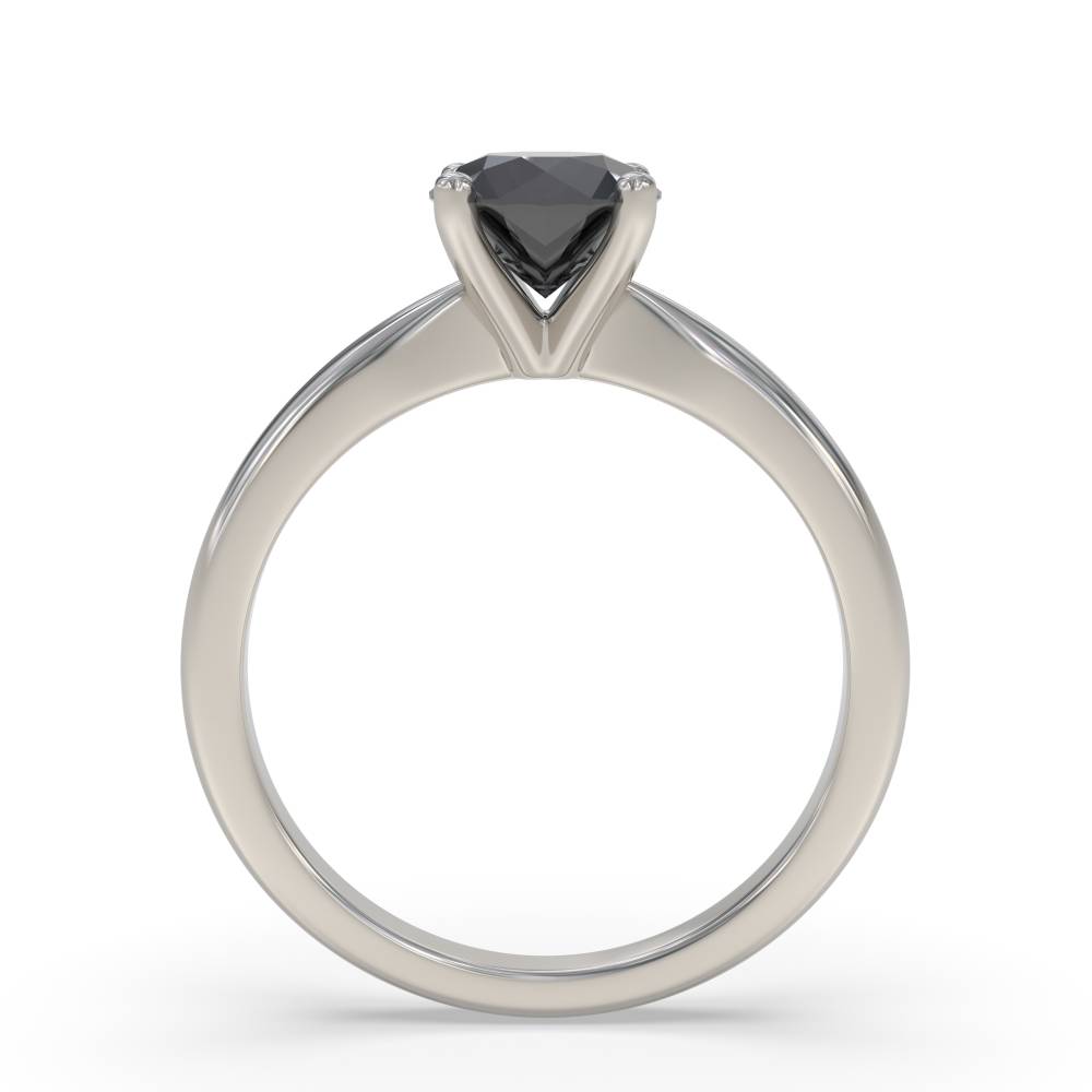 Black Diamond Solitaire Ring set in Platinum