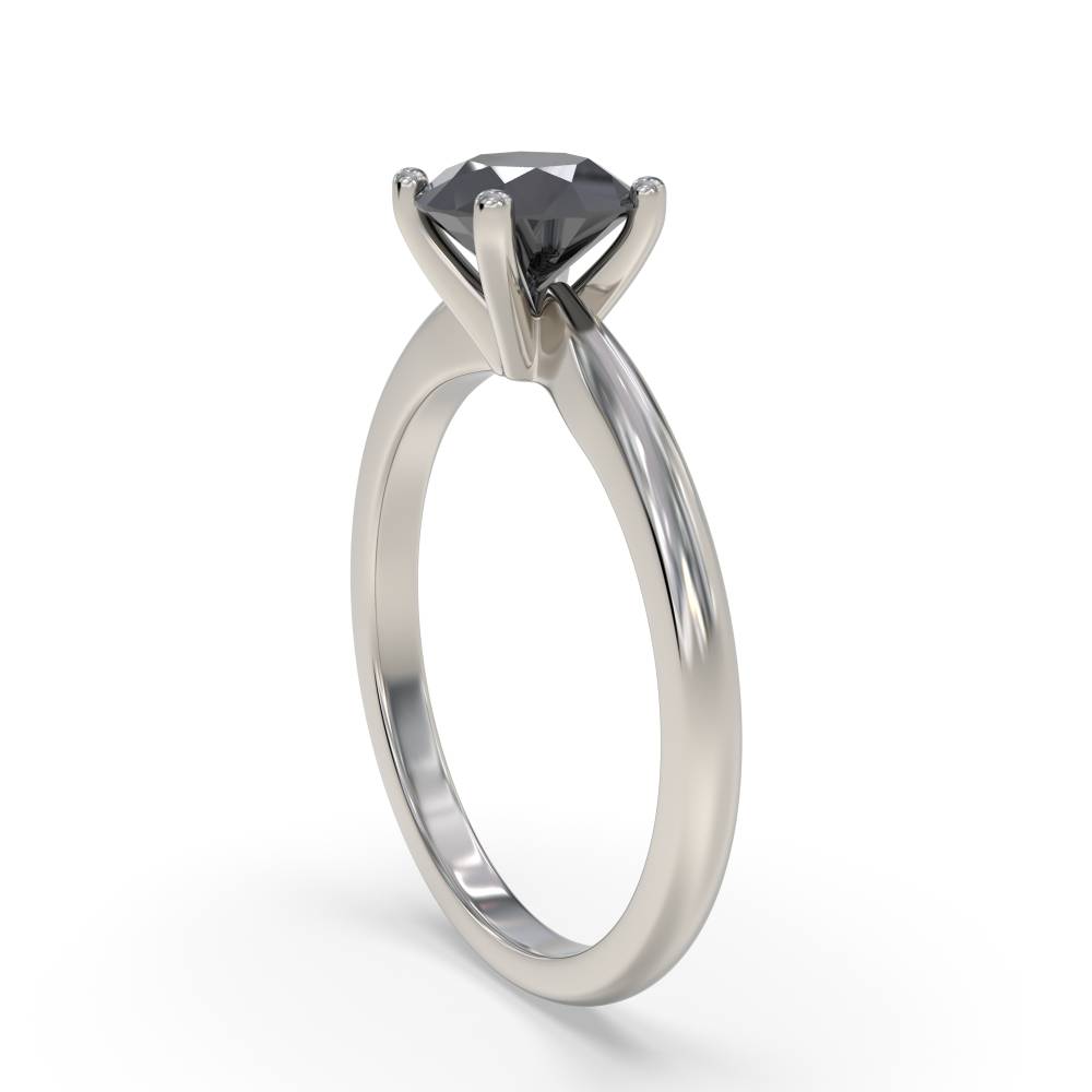 Black Diamond Solitaire Ring set in Platinum