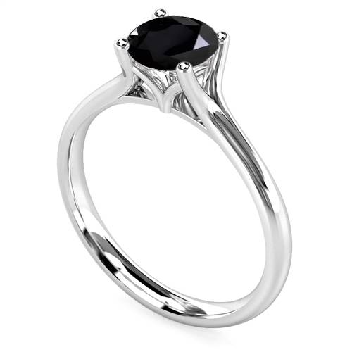 Round Black Diamond Solitaire Ring W