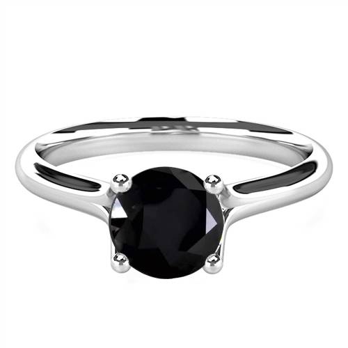 Round Black Diamond Solitaire Ring W