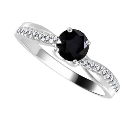 Round Black Diamond Shoulder Set Ring W