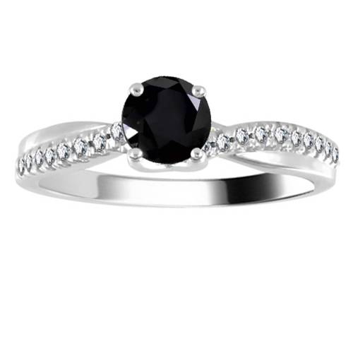 Round Black Diamond Shoulder Set Ring W