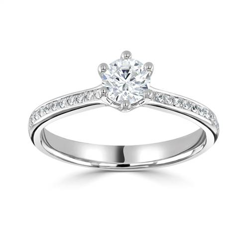 Round Diamond Shoulder Set Engagement Ring P