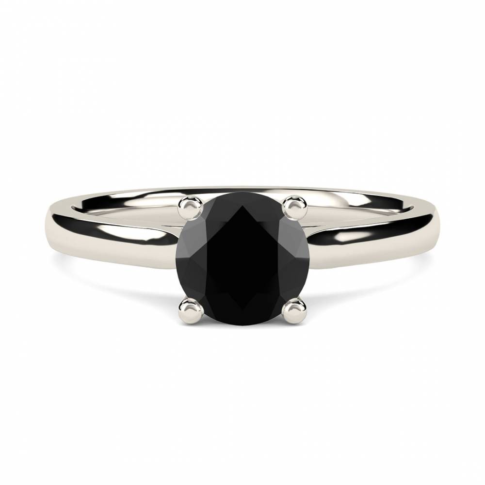 Black Diamond Solitaire Ring set in Platinum