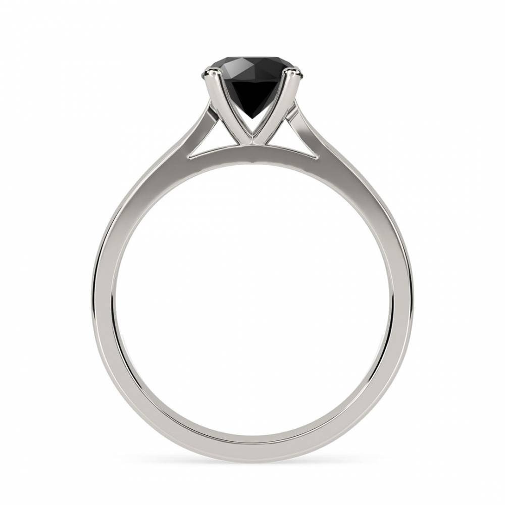 Black Diamond Solitaire Ring set in Platinum