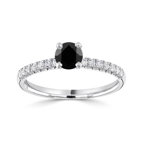 Black Diamond Shoulder Set Ring set in Platinum