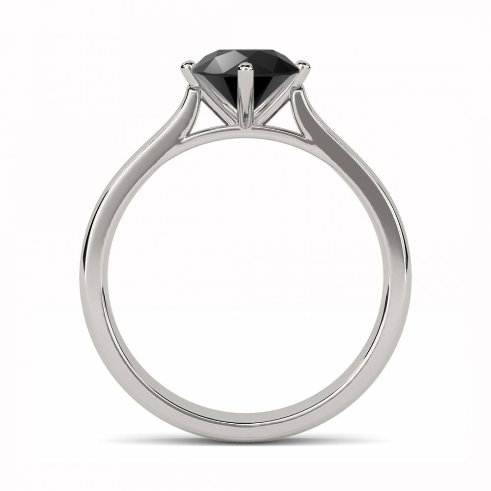 Black Diamond Solitaire Ring set in Platinum