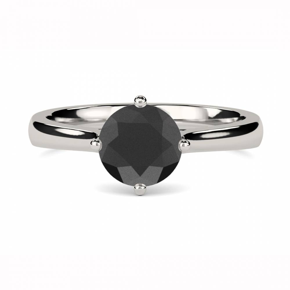 Black Diamond Solitaire Ring set in Platinum