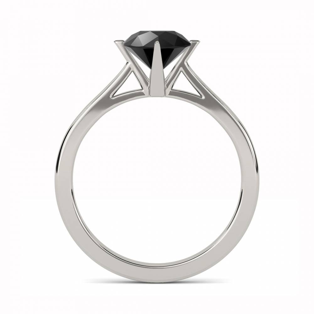 Black Diamond Solitaire Ring set in Platinum