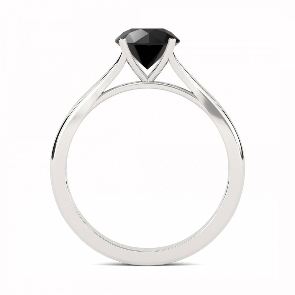 Black Diamond Solitaire Ring set in Platinum