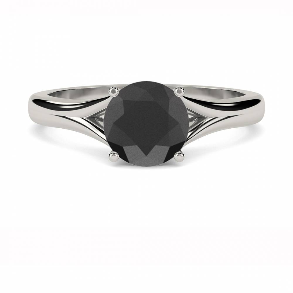 Black Diamond Solitaire Ring set in Platinum