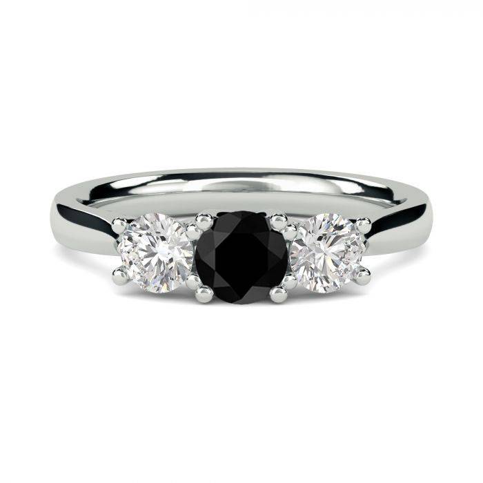 Round Black Diamond Trilogy Ring W