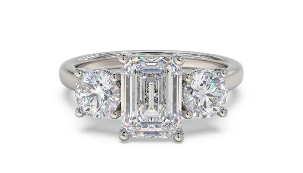 Emerald & Round Diamond Trilogy Ring P
