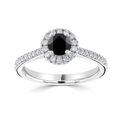 Black Diamond Shoulder Set Ring set in Platinum