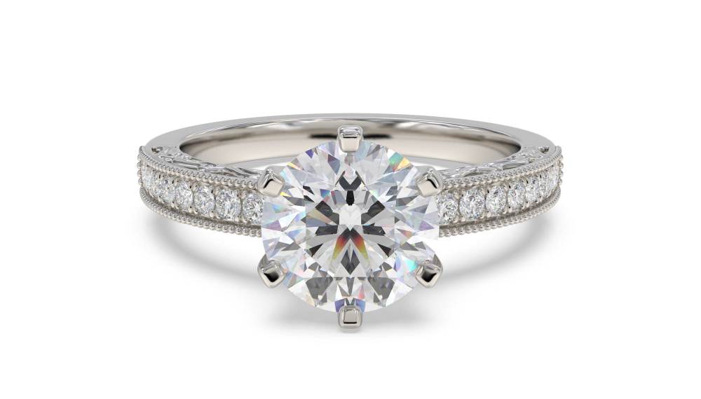 Round Diamond Vintage Engagement Ring P