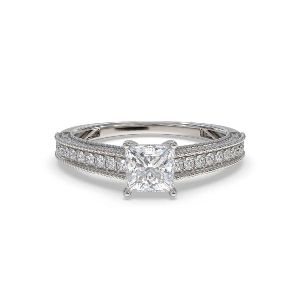 Princess & Round Vintage Diamond Ring P