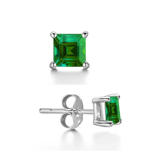 Mens Green Emerald GemStone Single Stud Earring P