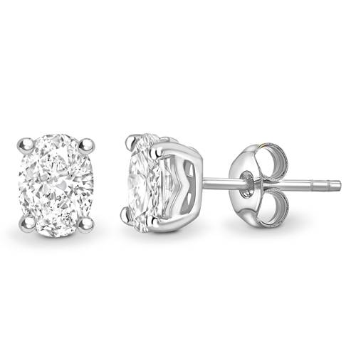 Classic Oval Diamond Stud Earrings W