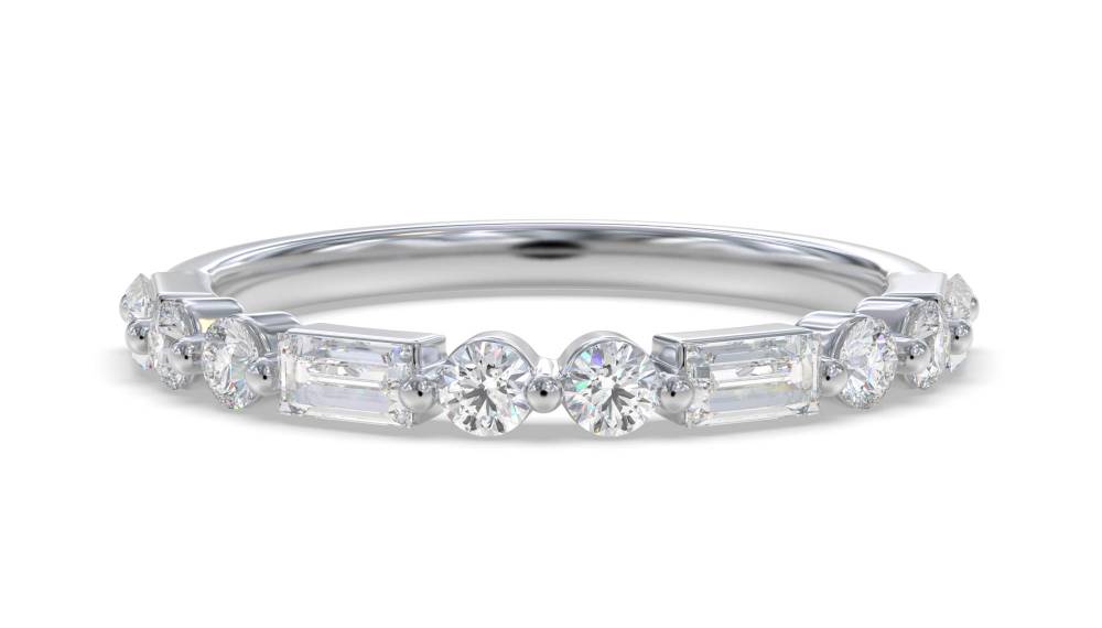 0.25Ct Baguette And Round Diamond Alternating Eternity Ring W