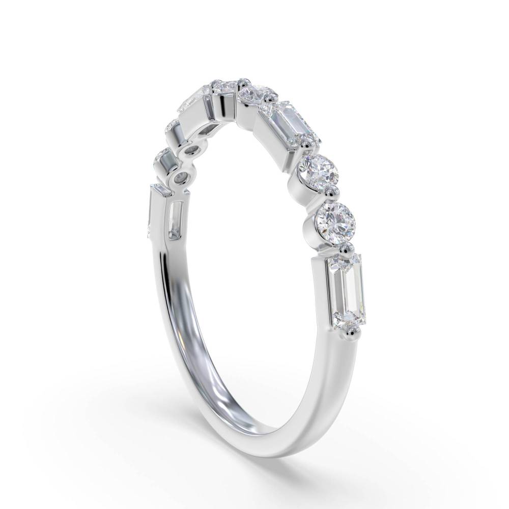 0.25Ct Baguette And Round Diamond Alternating Eternity Ring W