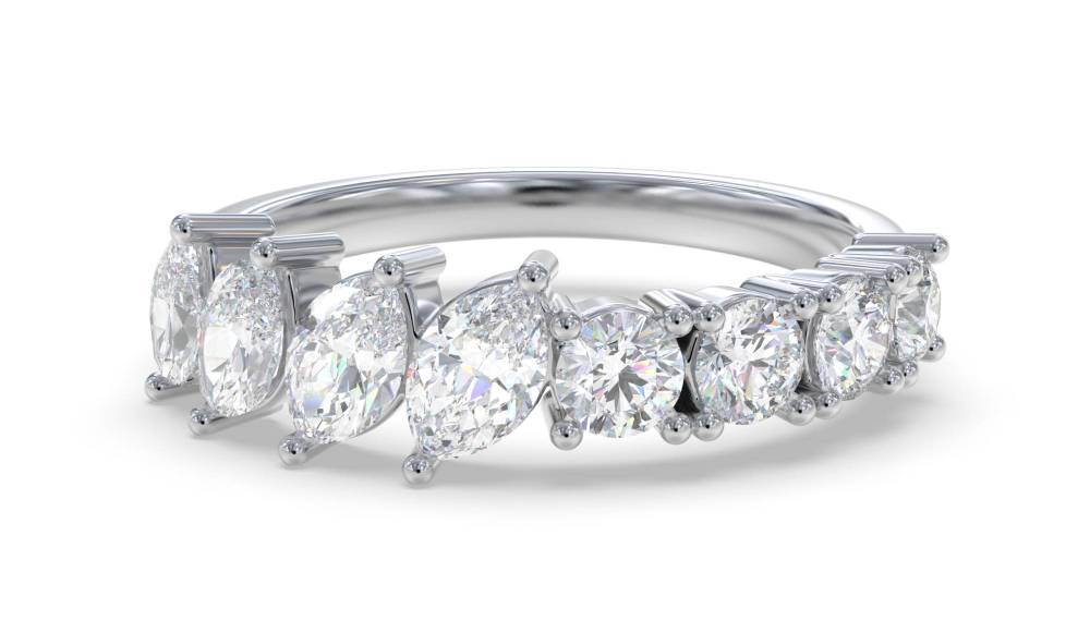 1.10Ct Round And Marquise Diamond Half And Half Eternity Ring W