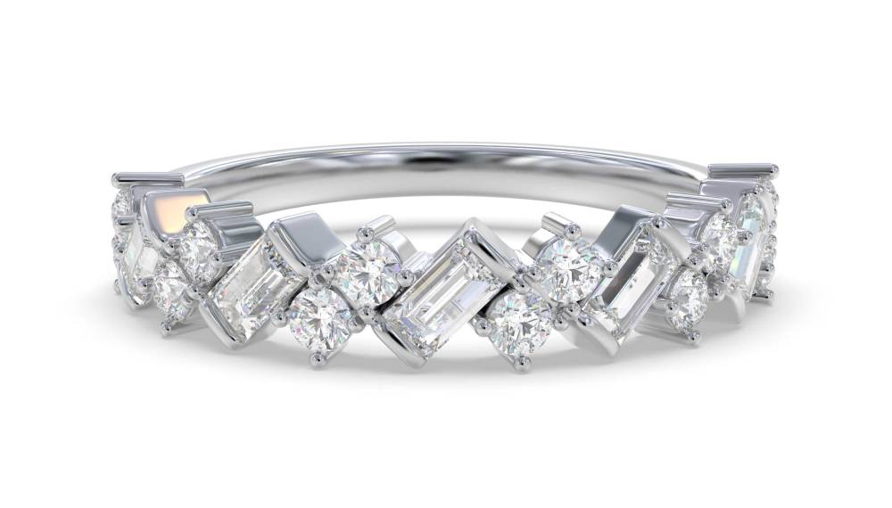 0.75Ct Baguette And Round Diamond Asymmetric Eternity Ring W