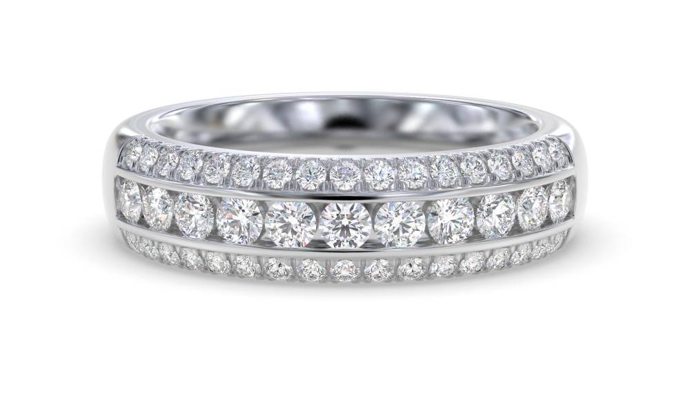 0.50ct Elegant Round Diamond Multi Row Dress Ring set in White Gold