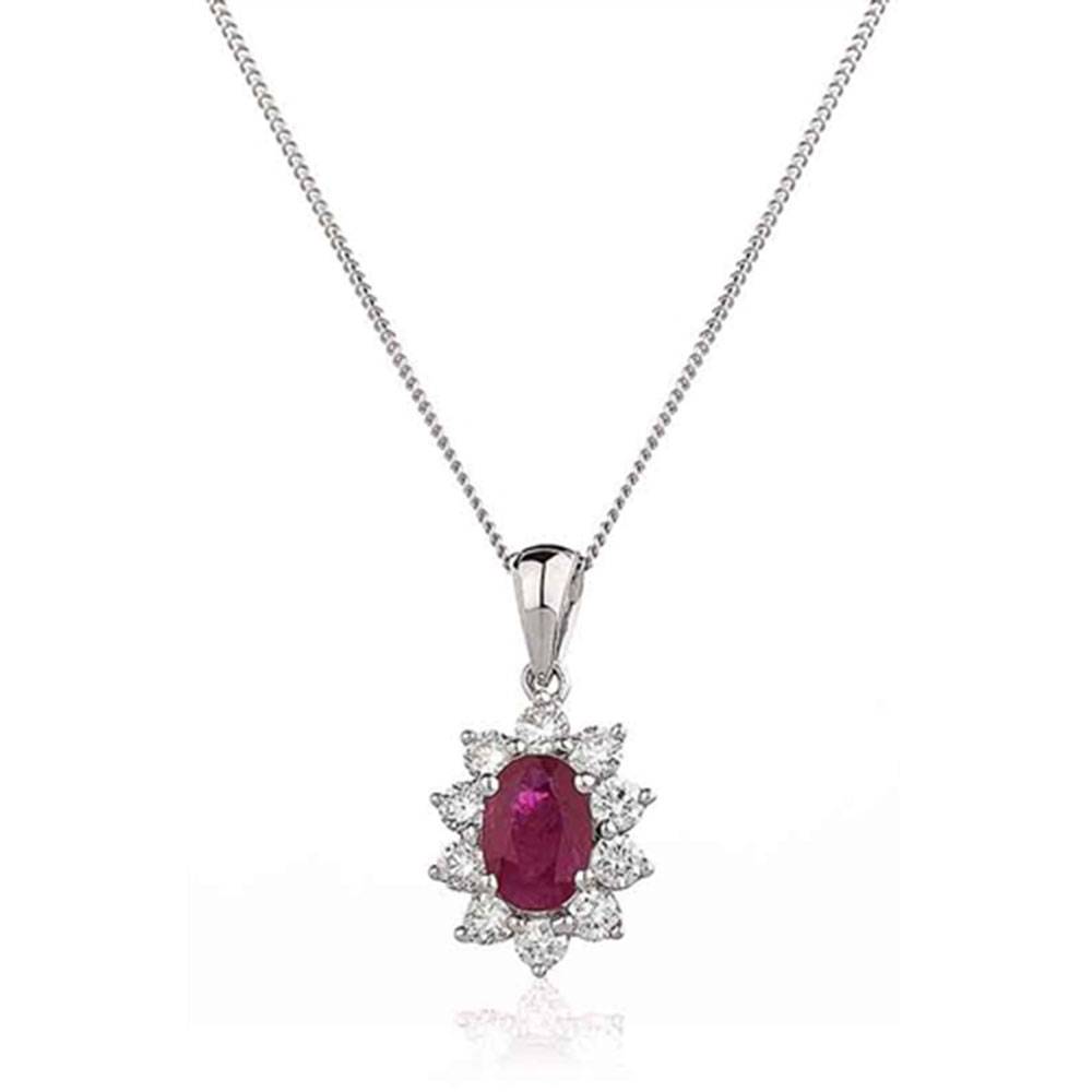 Oval Shaped Ruby & Diamond Pendant W