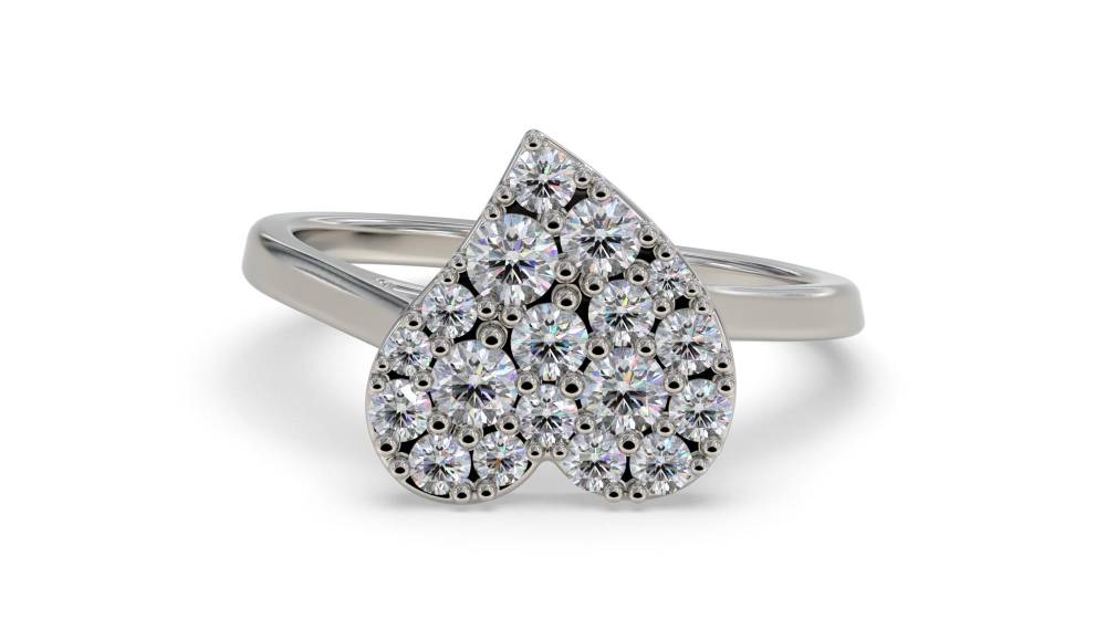 0.25ct Elegant Heart Shaped Round Diamond Cluster Ring P